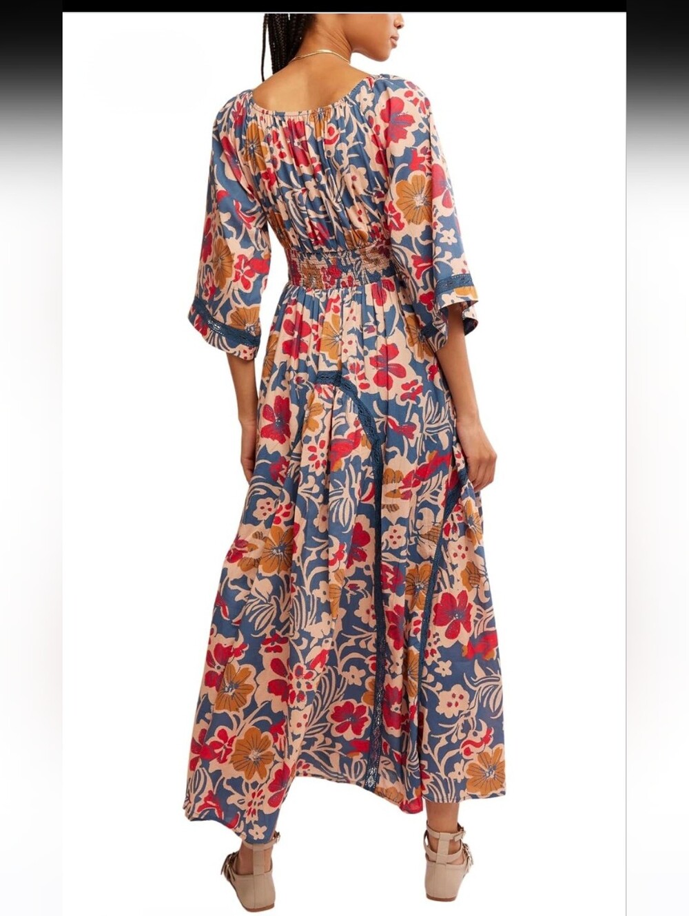 Free People-S-Printed Dixie Maxi Dress in the vintage indigo combo colorway - Picture 7 of 10